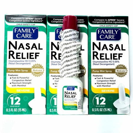 Nasal Relief Spray, Pump Mist, Anti-drip, Severe Congestion, (Oxymetazoline HCI ) 12 Hours, 3 Pack. by Assured