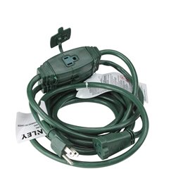 12ft  3 Socket Green Grounded 3-Outlet In-Line Outdoor Extension Cord