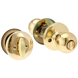 Bright Brass Single Cylinder Deadbolt Entrance Entry Door Knob Lock Combo Set