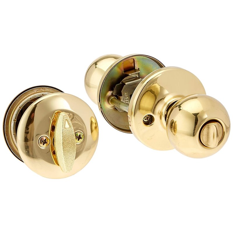 Bright Brass Single Cylinder Deadbolt Entrance Entry Door Knob Lock Combo Set