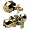 Bright Brass Single Cylinder Deadbolt Entrance Entry Door Knob Lock Combo Set