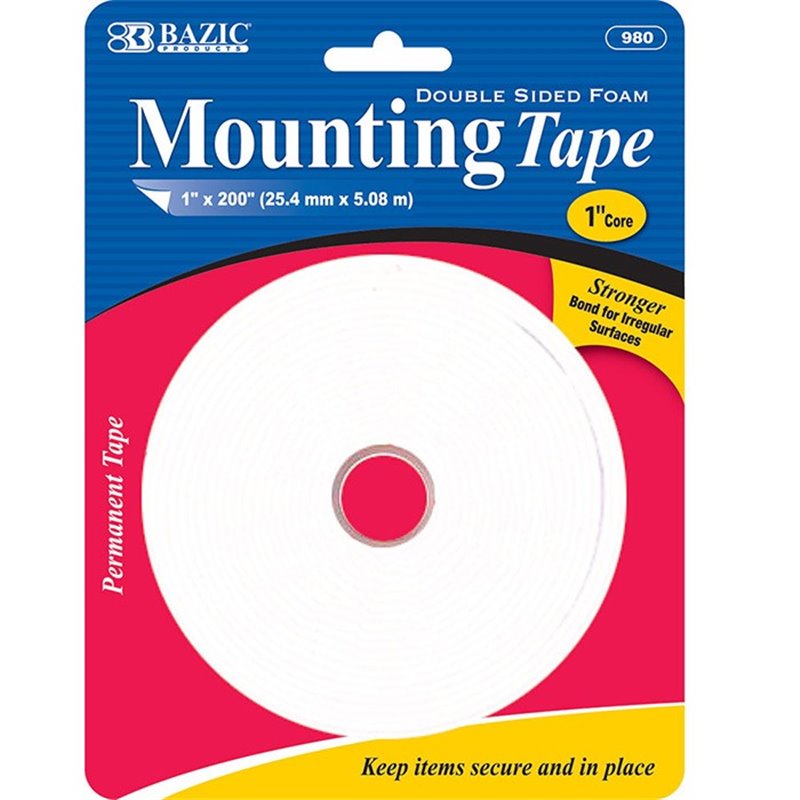 BAZIC 1" X 200" Double Sided Foam Mounting Tape