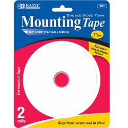 BAZIC 0.5" X 200" Double Sided Foam Mounting Tape (2/Pack)