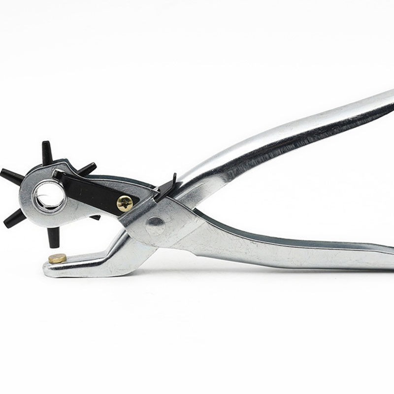 Leather Hole Punch Pliers 9" with Multi-size Rotating Wheel Puncher for Belts, Watch Straps, Purses