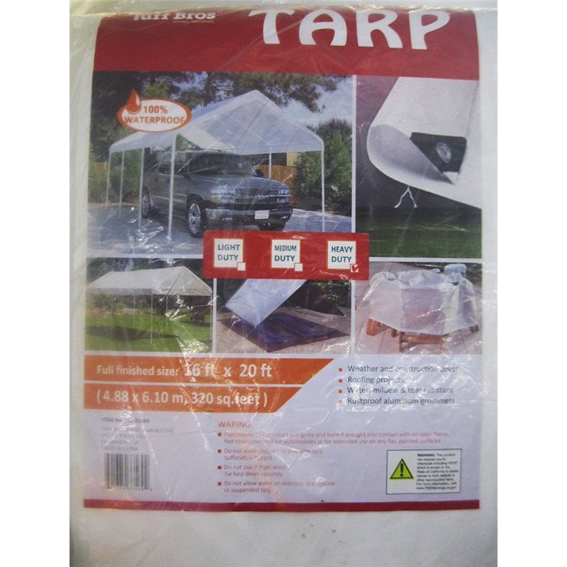 16x20 ft Heavy Duty White Tarp Tarpaulin Poly Camping Ground Sheet w/ Grommets