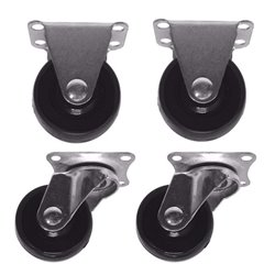 4/pk 1.5" Caster Wheels Hard Rubber Base Metal Top (2 Fixed + 2 Swivel Set)