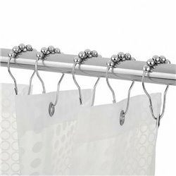 12/PK Shower Curtain Hooks Rings with Easy Sliding Heavy Duty Roller Double Glide Balls