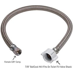 20“ Toilet Water Hose Braided Stainless Steel 3/8“ Female Compression Thread x 7/8” Female Ballcock Thread Connectors