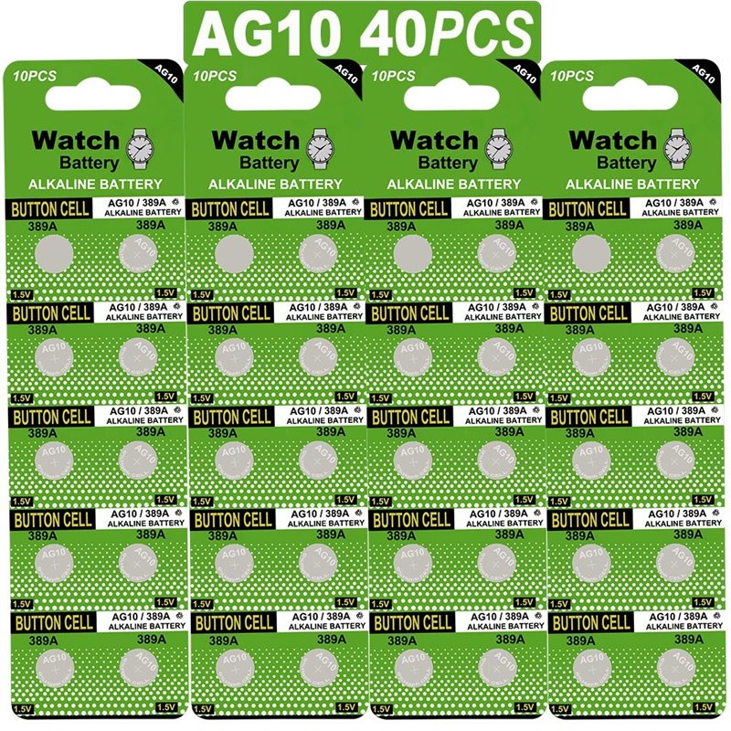 40/Pack Watch Alkaline Battery Button Cell LR1130 AG10 (40 Batteries)