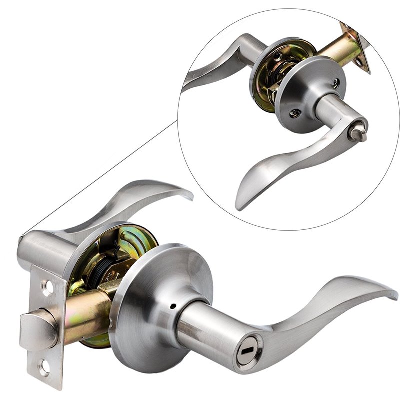 Stainless Steel Entry Door Lock Privacy Lever door handle Reversible for Right & Left side