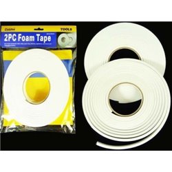 2 Pc Single Sided Foam Tape White Roll Adhesive 2/5" x 16 FT Permanent Mounting