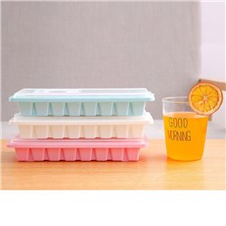 1 tray of 16 Cavity Ice Cubes Tray Box With Lid Cover Drink Jelly Freezer Mold Mould Random Color