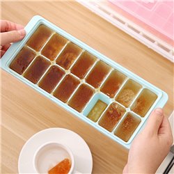 1 tray of 16 Cavity Ice Cubes Tray Box With Lid Cover Drink Jelly Freezer Mold Mould Random Color