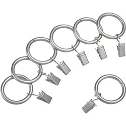 Curtain Rod Clip Rings for 1" Rod, Set of 8, Silver Nickel