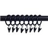 Drapery Curtain Rod Ring Clips,1.25-Inch, Black, Set of 8