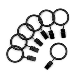 Drapery Curtain Rod Ring Clips,1.25-Inch, Black, Set of 8