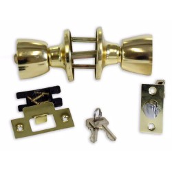 Basics Tulip Door Knob With Lock Entry Lock Polished Brass