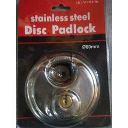 Stainless steel dia 80mm Security Hardened Disc Padlock