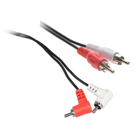 12ft 2-RCA Dual Mono Male Plug to 2 RCA Right Angle Male Plug Cable Cord