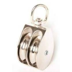 Dia 0.8" Nickel-Plated Swivel Double Pulley for 3/16" Line