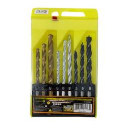 9pcs High Quality Drill Bit Set Through Metal, Aluminum, Masonry, Concrete, Cement, Wood, Tile, Brick