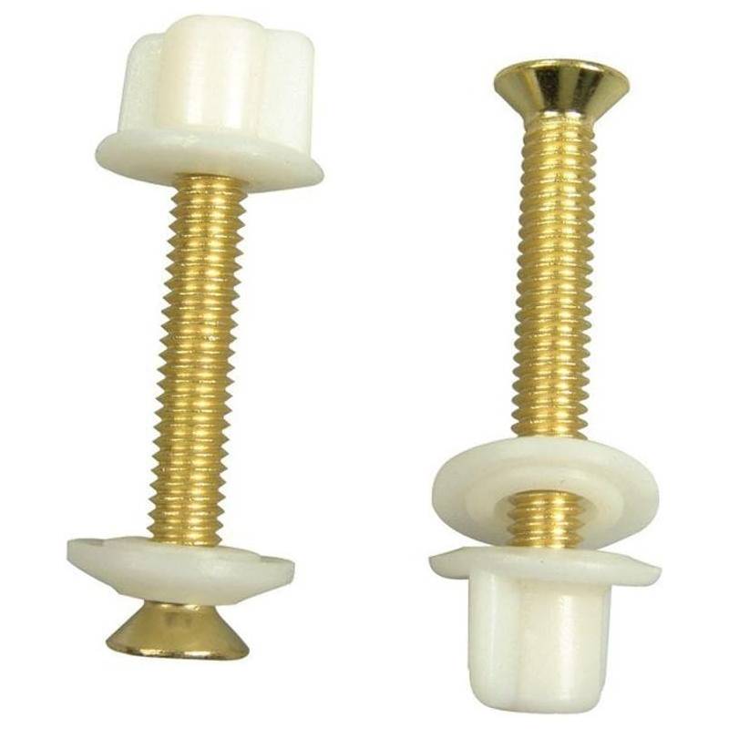 Toilet Seat Bolts with Nuts & Washers Brass Plated 2 Pack Replacement Parts for Top Mount Toilet Seat Hinges