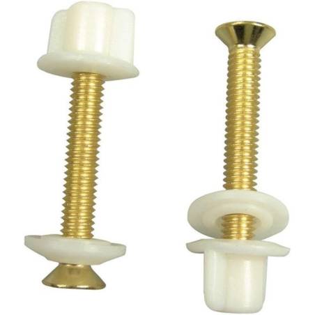 Toilet Seat Bolts with Nuts & Washers Brass Plated 2 Pack Replacement Parts for Top Mount Toilet Seat Hinges