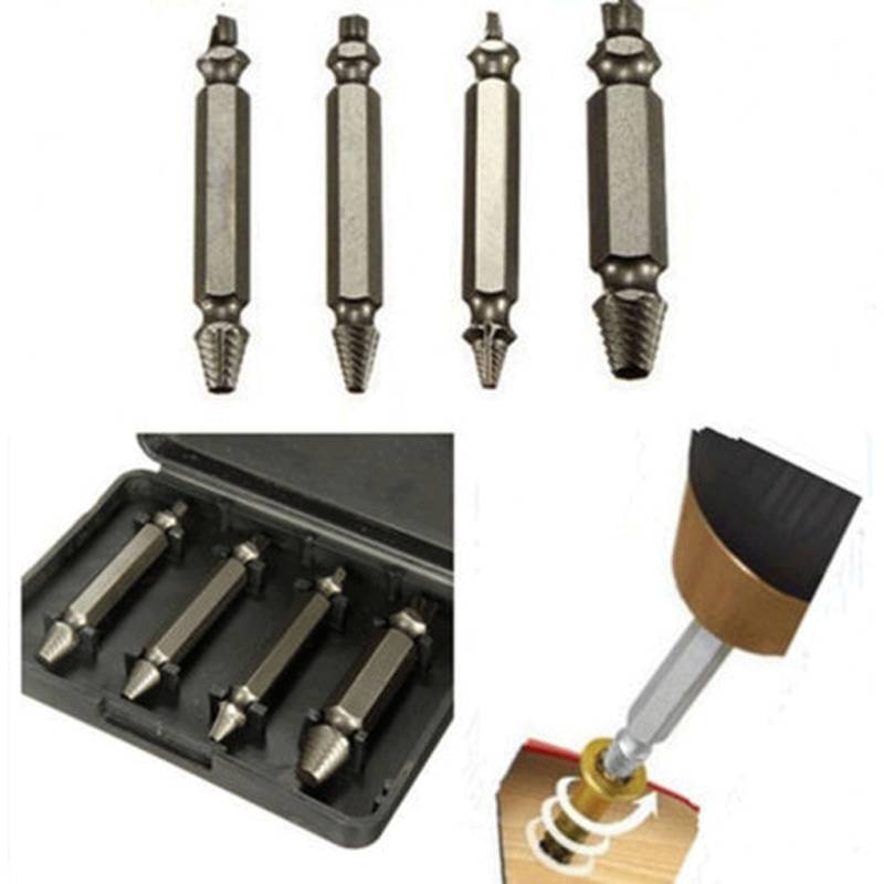 Drill/Extractor Broken & Damaged Screw Extractor Bolt Remover Easy Out 4pc Bits Set