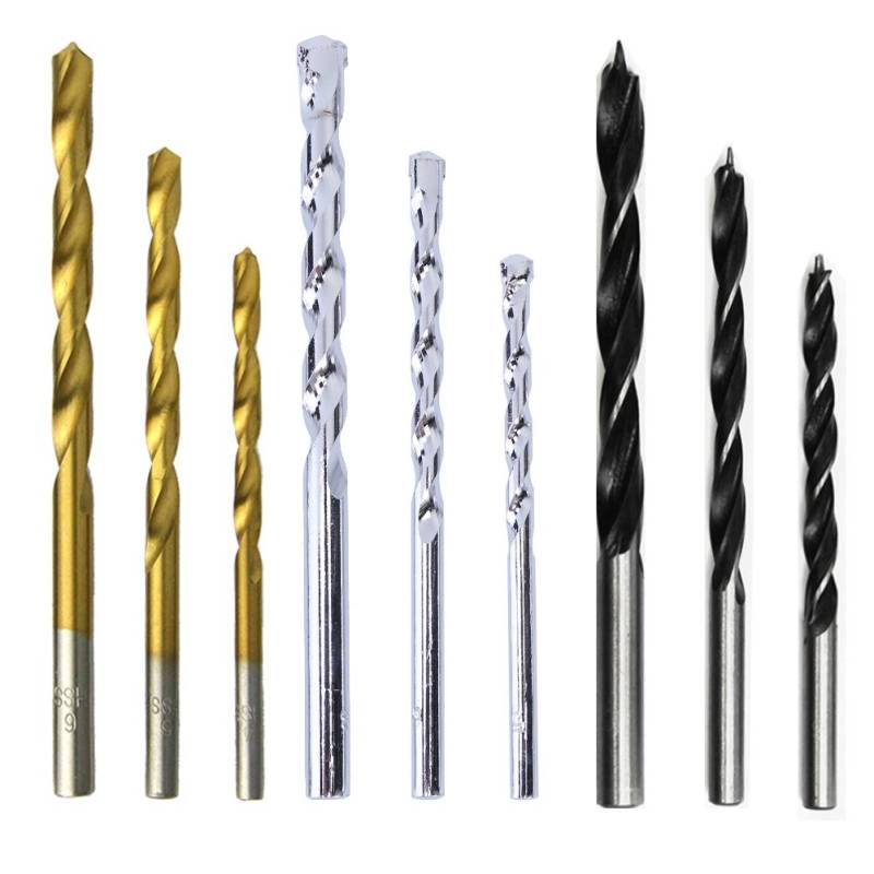 9pcs High Quality Drill Bit Set Through Metal, Aluminum, Masonry, Concrete, Cement, Wood, Tile, Brick