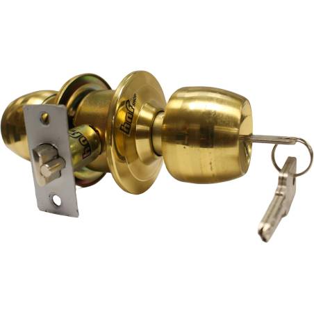 Shiny Brass Golden Entry Door Lock for Wood/Metal Door, Cylindrical Knob, Grade 3 Commercial, Home/Garden/Gate