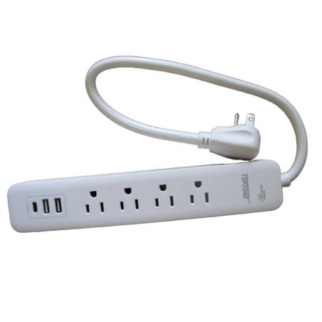 1.5Ft 4-Outlet Surge Protector With 2 USB-A ports 1 USB-C Port Power Strip