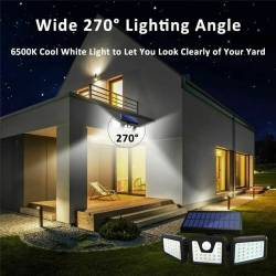 Motion Sensor Solar Light 74-SMD-LED Security Lamp with Wide Angle Illumination