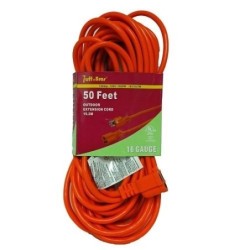Extension Cord 50 Feet Indoor Outdoor UL listed Orange Power Cord 16 Gauge Cable