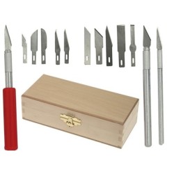 16/set Hobby Razor Blade w/ Wood Case Exacto Blades Craft knife Stencil