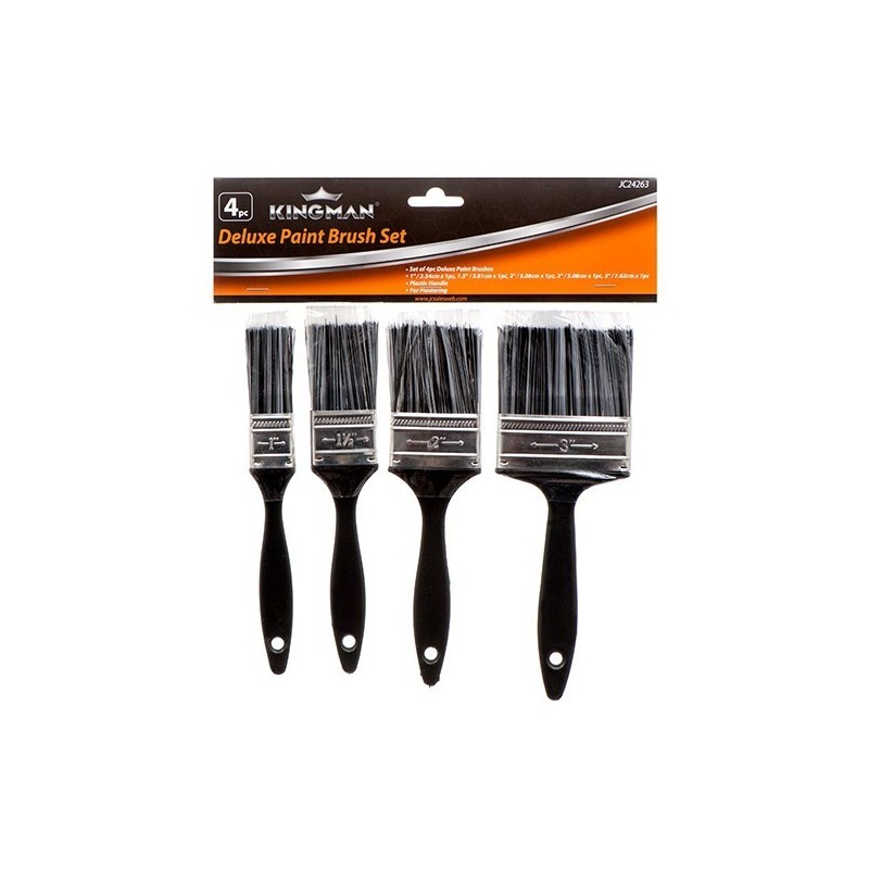 4/pk PAINT BRUSH SET 1" TO 3" Assorted szie W/ PLASTIC HANDLE