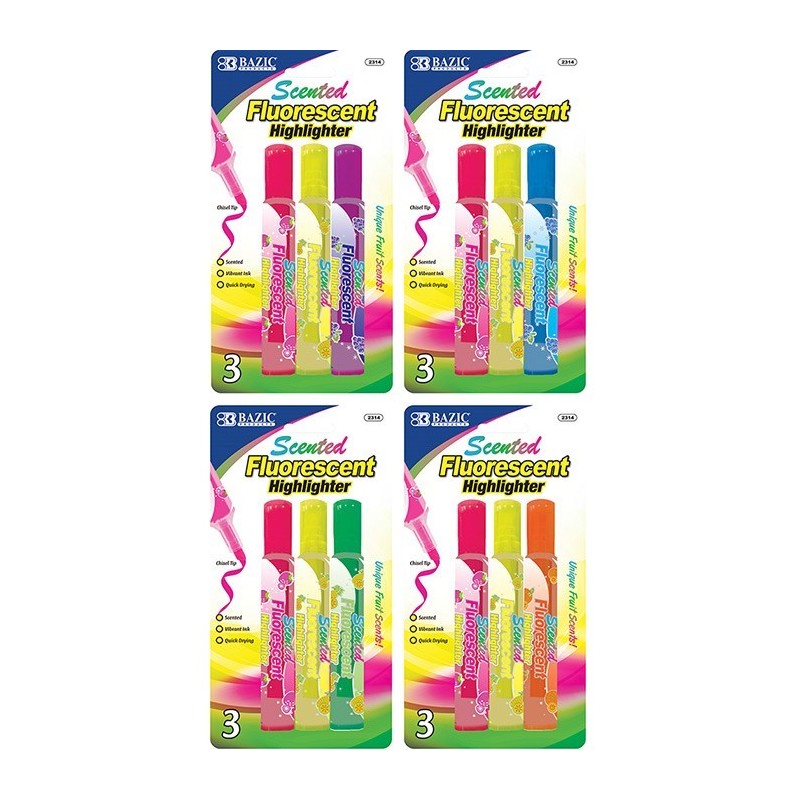 BAZIC Fruit Scented Highlighters (3/Pack)