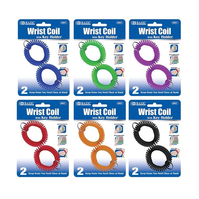 BAZIC Wrist Coil w/ Key Holder (2/Pack)