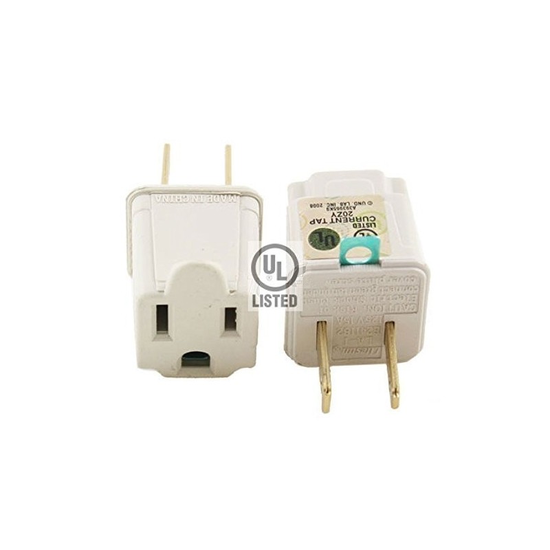 2pcs/apck Ground Adapter Connects a 2 Wire to a 3 Wire Ground Power Outlet Convertor wall tap