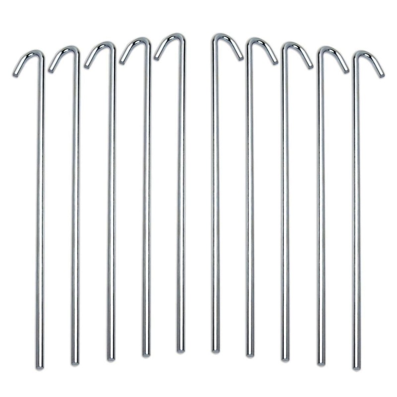 10-Piece Tent Garden Stakes Heavy Duty, Galvanized Steel Pegs Rust-Free (8.5")