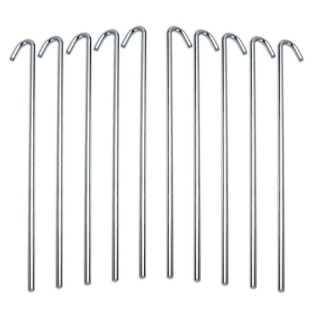 10-Piece Tent Garden Stakes Heavy Duty, Galvanized Steel Pegs Rust-Free (8.5")