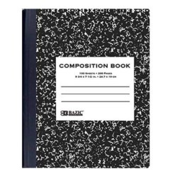 BAZIC W/R 100 Ct. Black Marble Composition Book