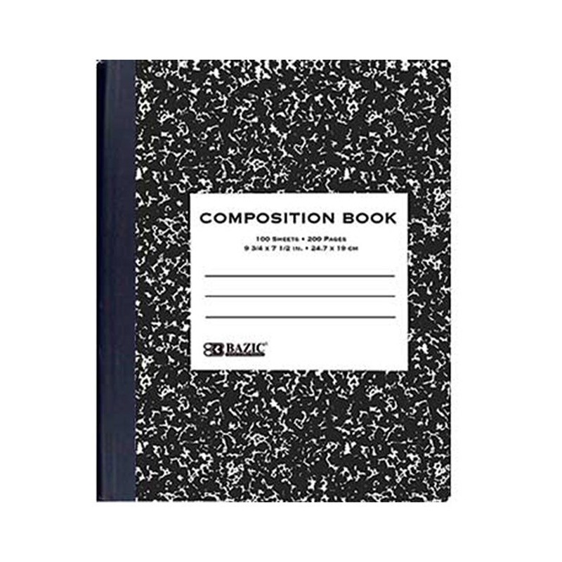 BAZIC W/R 100 Ct. Black Marble Composition Book