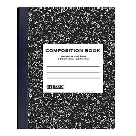 BAZIC W/R 100 Ct. Black Marble Composition Book