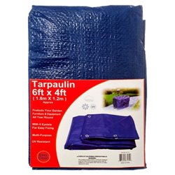 4x6 ft Blue Tarp Tarpaulin Poly Camping Ground Sheet w/ Grommets