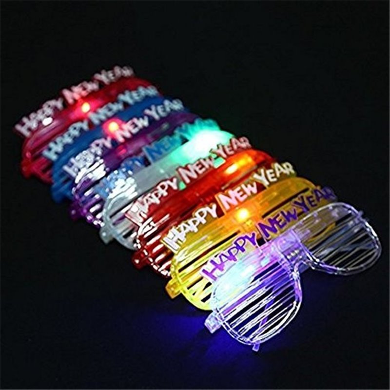 12 Pairs of HAPPY NEW YEAR LED Flashing Light up Party Glasses Shades